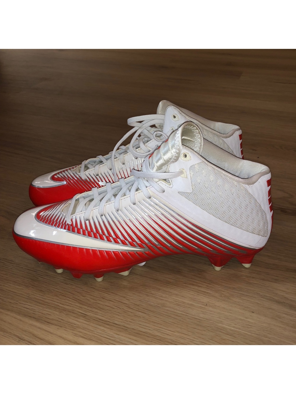 NIKE VAPOR SPEED TD CF 2 3/4 MID FOOTBALL CLEATS RED SHITE MENS 11.5 CLEAN
